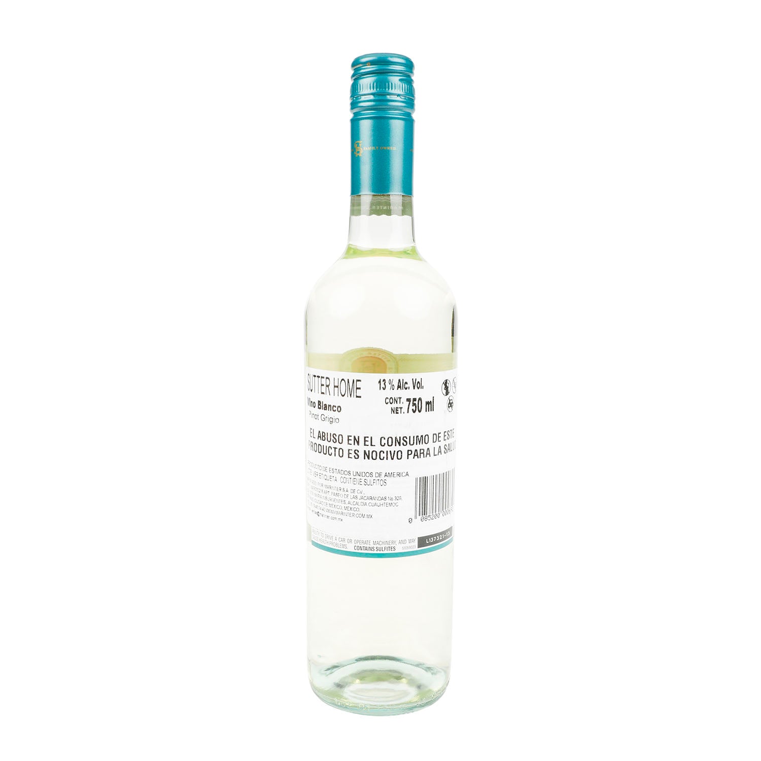 Vino Blanco Sutter Home Pinot Grigio de 750 ml