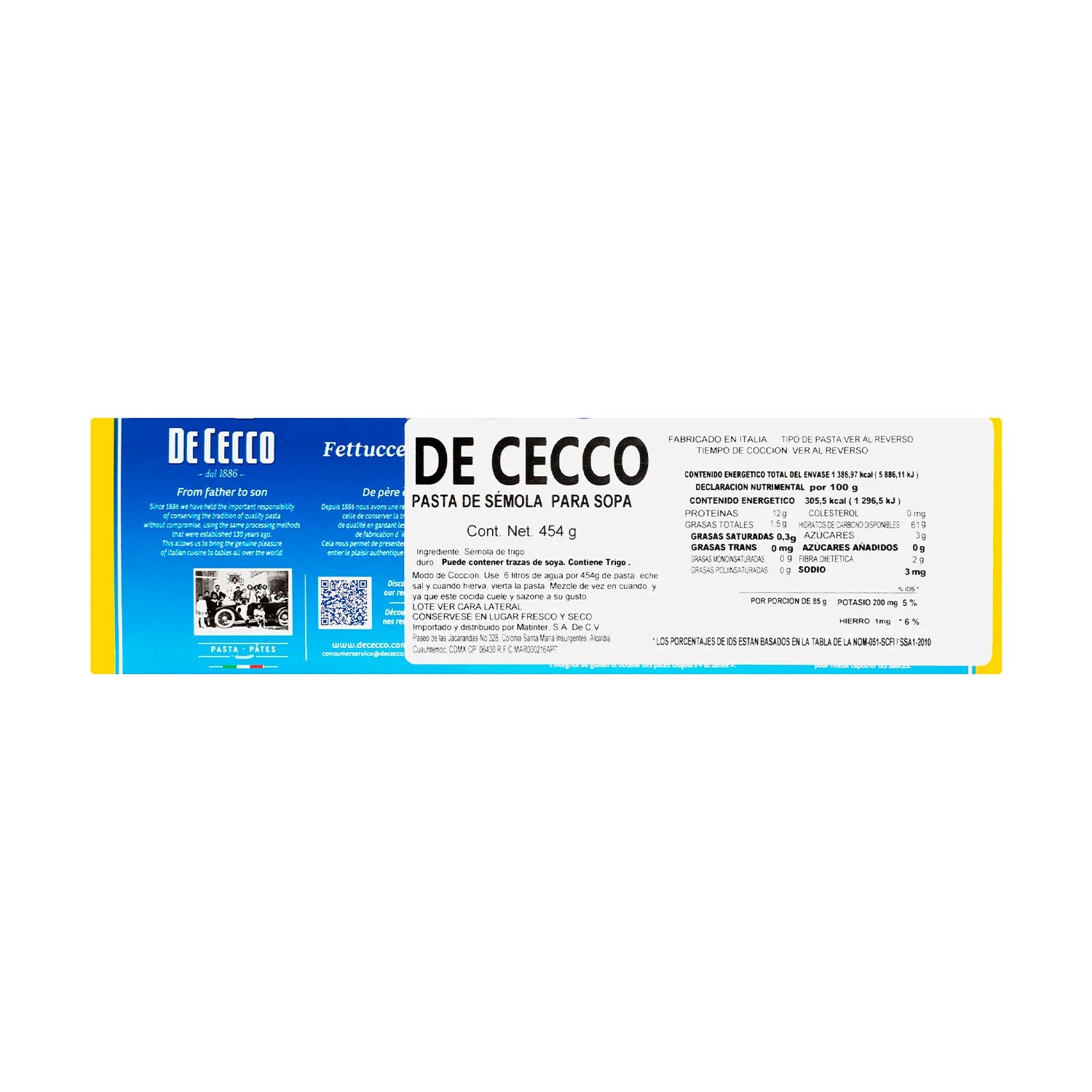 Pasta - De Cecco Fettuccelle De Sémola -  454 gr