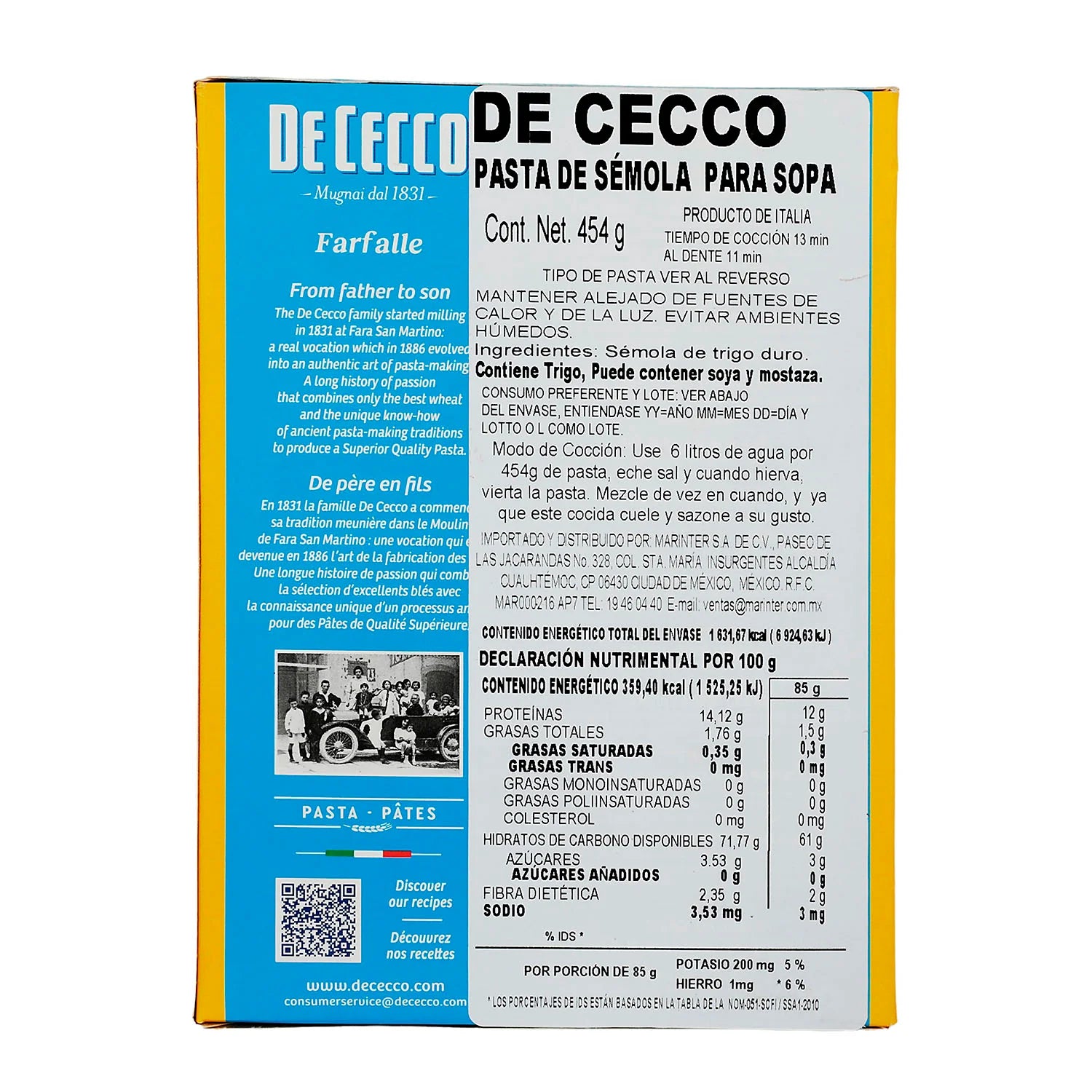 De Cecco - Pasta Farfalle De Sémola - 454 g