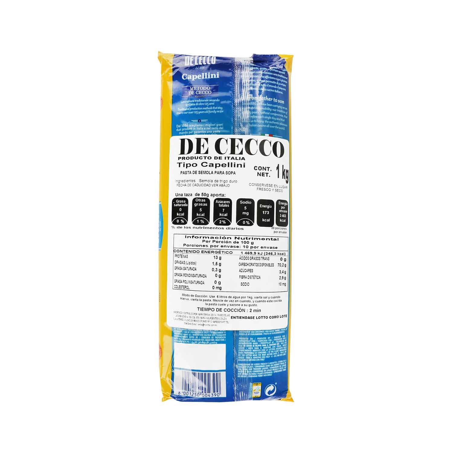 Pasta - De Cecco Capellini De Semola -1000 g