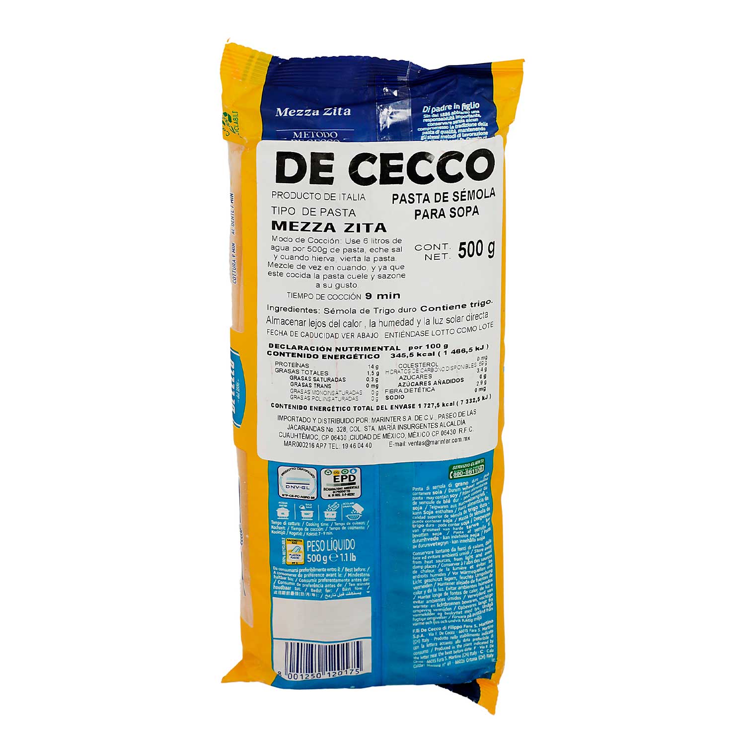 Pasta - De Cecco Mezza Zita De Sémola - 500 gr