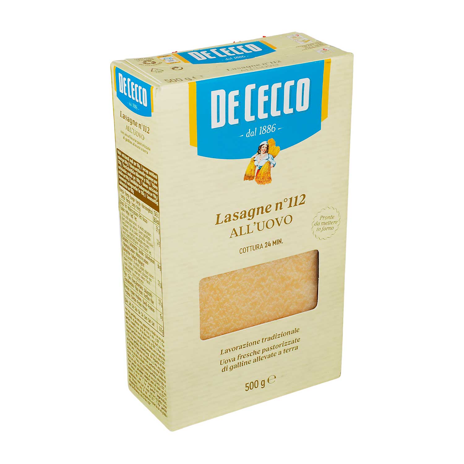 De Cecco - Pasta Lasagna con Huevo - 500 g