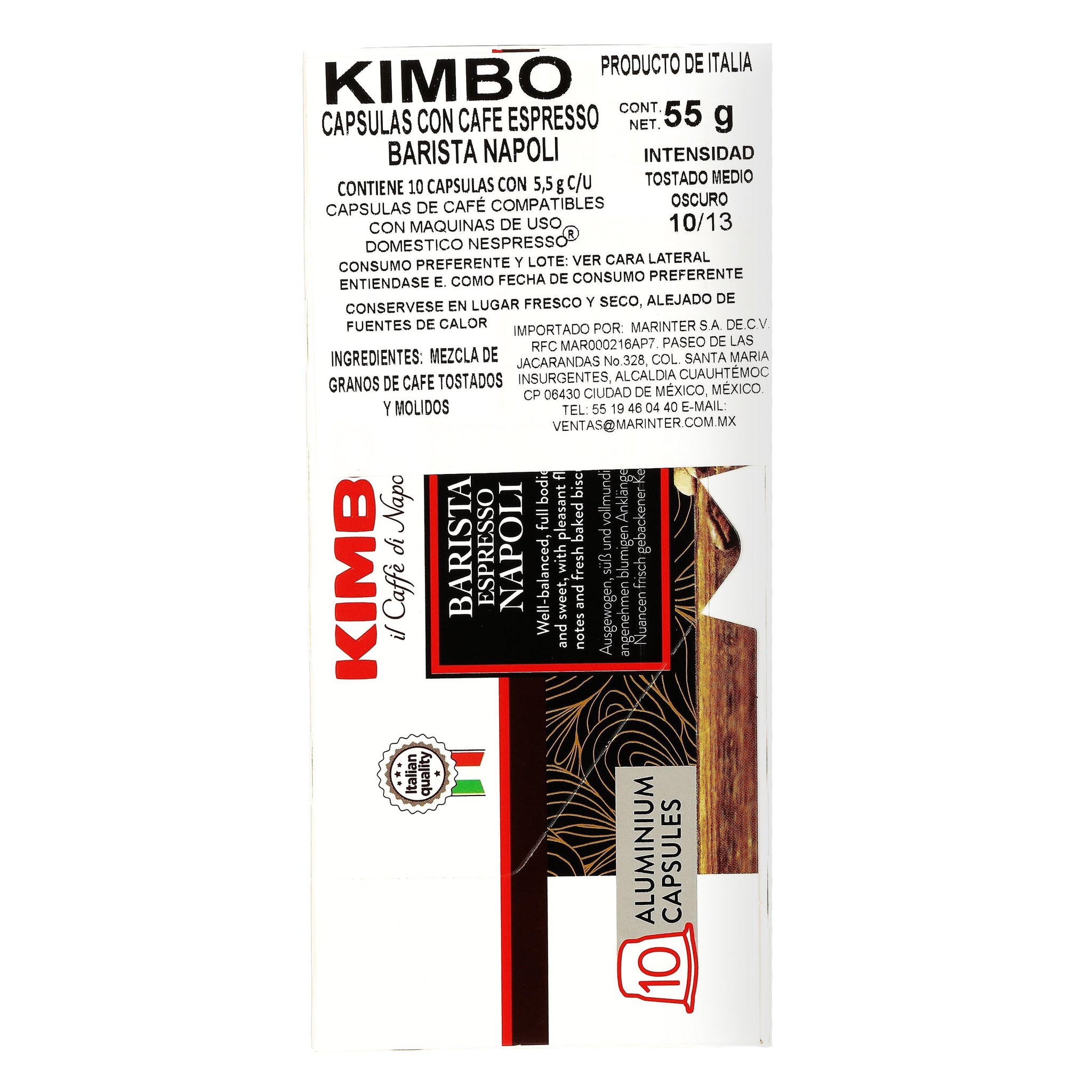 Cafe Kimbo Espresso Napoli Paquete con 10 Capsulas Nespresso 55 g