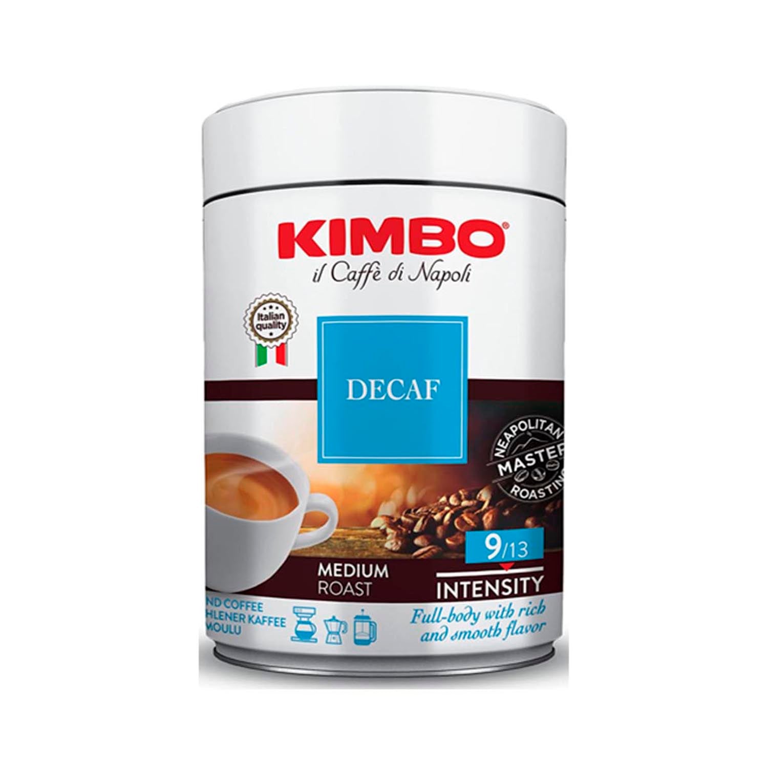 Cafe Kimbo Tostado y Molido Descafeinado Lata de 250 g