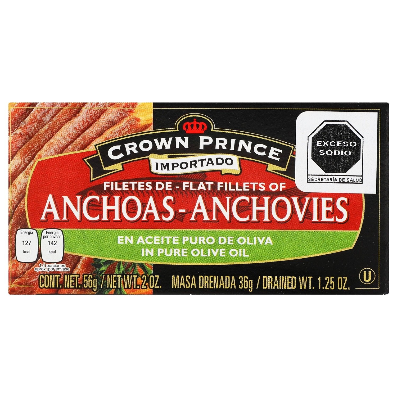Crown Prince - Filete de Anchoas en Aceite Puro -  Oliva 56 gr